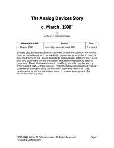 The Analog Devices Story c. March, 1990