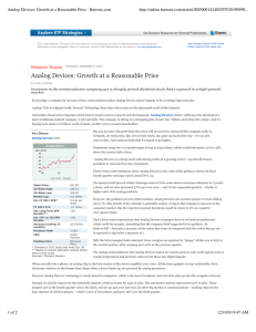 Analog Devices: Growth at a Reasonable Price