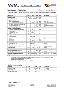Specification AXIOM210 Oscillator type: Ultra