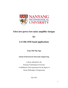 Ultra low-power low-noise amplifier designs for 2.4 GHz ISM band