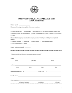 Complaint Form - Fayette County Georgia NAACP