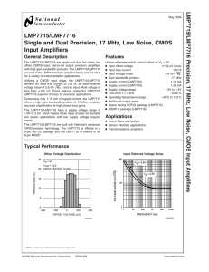 LMP7715/LMP7716 Single and Dual Precision, 17 MHz, Low Noise