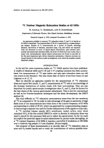 13C Nuclear Magnetic Relaxation Studies at 62 MHZ