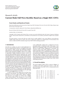 Current Mode Full-Wave Rectifier Based on a Single MZC-CDTA