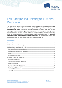 EMI Background Briefing on EU Own Resources