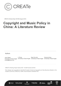 Copyright and Music Policy in China: A Literature Review