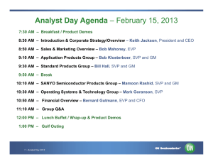 Analyst Day Agenda – February 15, 2013