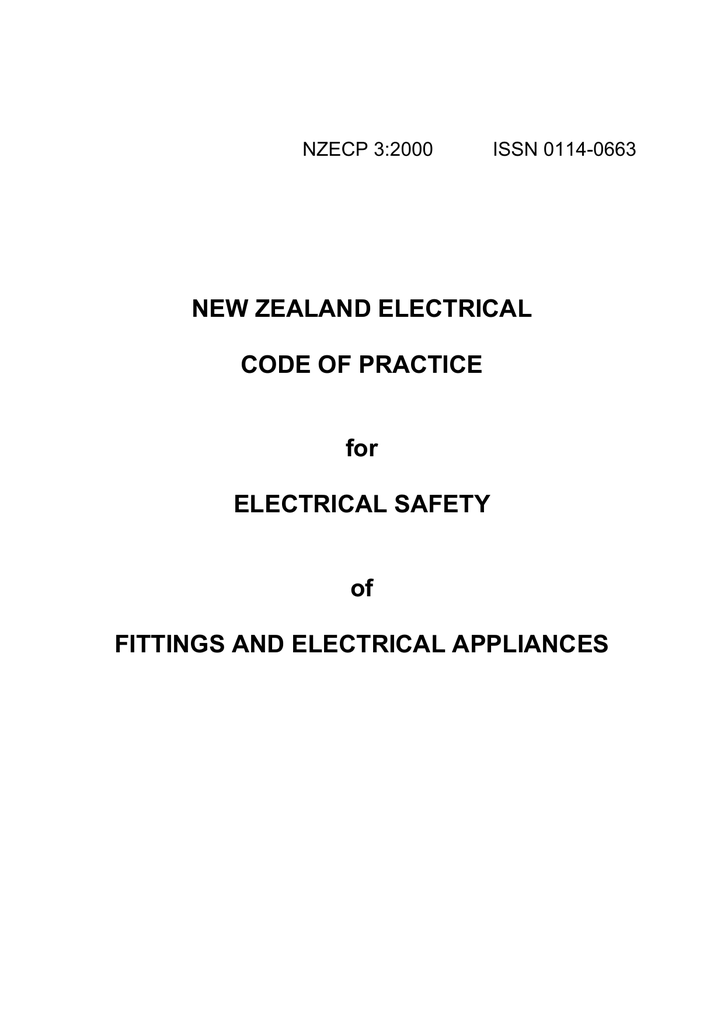 lidenskab elev Hændelse New Zealand Electrical Code of Practice for