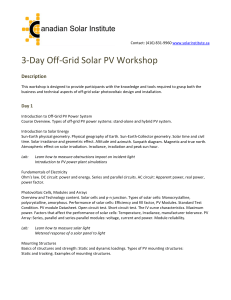 3-Day Off-Grid Solar PV Workshop