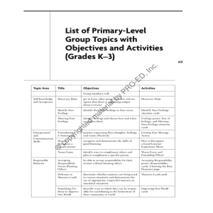List of Primary-Level Group Topics with Objectives and - Pro-Ed