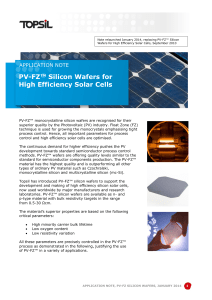 PV-FZ™ Silicon Wafers for High Efficiency Solar Cells