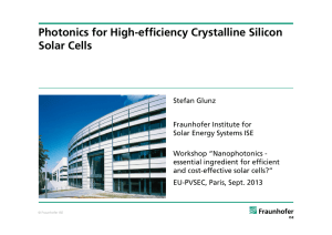 Glunz: Photonics for High-efficiency Crystalline Silicon Solar Cells
