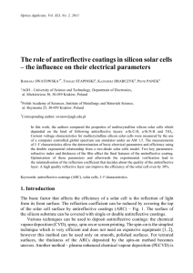 The role of antireflective coatings in silicon solar cells – the influence