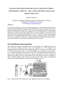 CRYSATLLINE SILICON SOLAR CELLS IN MANUFACUTRING