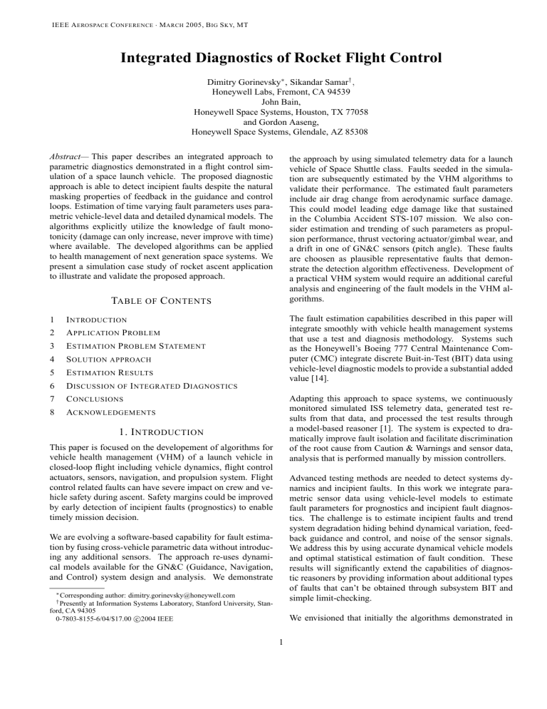 Integrated Diagnostics of Rocket Flight Control