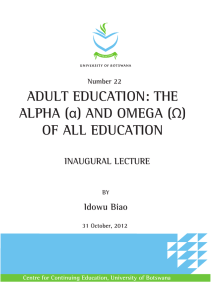 ADULT EDUCATION: THE ALPHA (α) AND OMEGA (Ω) OF ALL