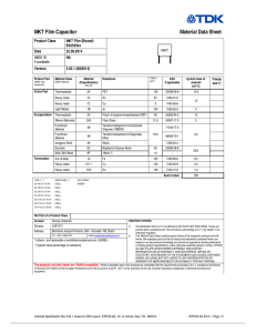 MKT Film Capacitor Material Data Sheet