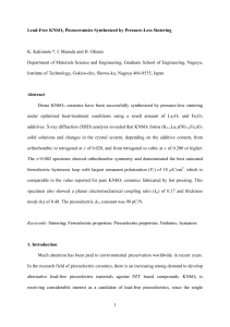 1 Lead-Free KNbO3 Piezoceramics Synthesized by Pressure