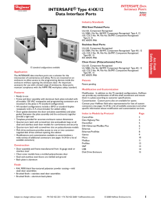 INTERSAFE® Type 4/4X/12 Data Interface Ports