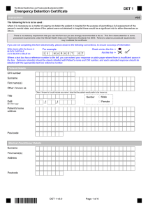 Emergency Detention Certificate DET 1