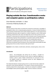 Playing outside the box: Transformative works and