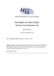 Moral Rights and Authors` Rights: The Keys to the Information Age