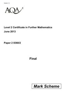 Mark Scheme - Mr Barton Maths