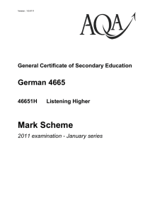 GCSE German Mark Scheme Unit 01 - Listening (Higher) January