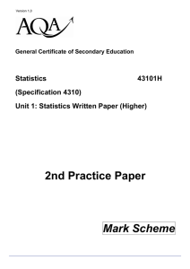 Higher Practice Paper 2 Mark Scheme