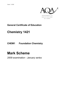 GCE Chemistry Unit 1 - Foundation Chemistry Mark Scheme