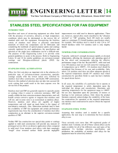 Stainless Steel Specifications for Fan Equipment