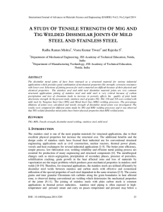 a study of tensile strength of mig and tig welded dissimilar joints