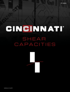 Shear Capacities - Cincinnati Incorporated