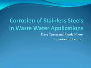 Corrosion of Stainless Steels in Wastewater Applications