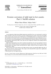 Erosion–corrosion of mild steel in hot caustic. Part I: NaOH solution