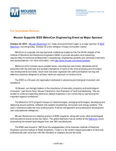 Mouser Supports IEEE MetroCon Engineering Event as Major Sponsor