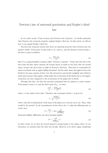 Newton`s law of universal gravitation and Kepler`s third law