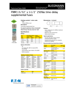Bussmann series FNM Supplemental Fuse Data Sheet No. 2028