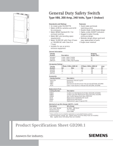 Product Specification Sheet GD200.1 General Duty