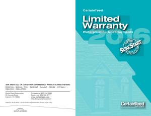 Waterproofing Underlayments Warranty
