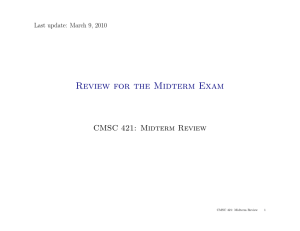 Review for the Midterm Exam