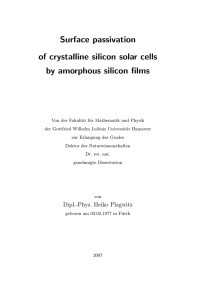 Surface passivation of crystalline silicon solar cells by amorphous