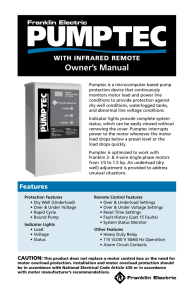 Pumptec with Infared Remote Owner`s Manual