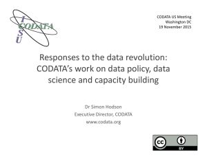 CODATA`s work on data policy, data science and capacity building