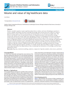 Volume and value of big healthcare data