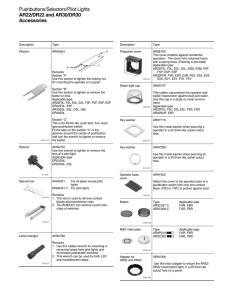 Pushbuttons/Selectors/Pilot Lights AR22/DR22 and AR30/DR30