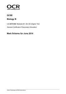 GCSE Biology B Mark Scheme for June 2014