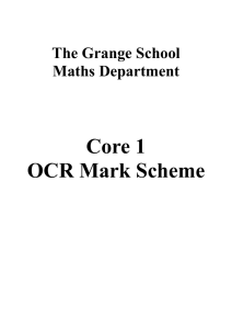 Core 1 OCR Mark Scheme - The Grange School Blogs