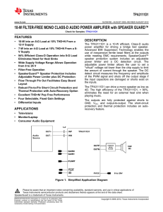 TPA3111D1 10-W Mono Class-D Audio Power