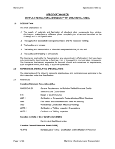 specifications for supply, fabrication and delivery of structural steel